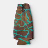 キラフェブラウンとティール(緑がかった色)プリント ボトルクーラー (裏面)