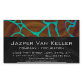 キラフェブラウンとティール(緑がかった色)プリント マグネット名刺 (正面)