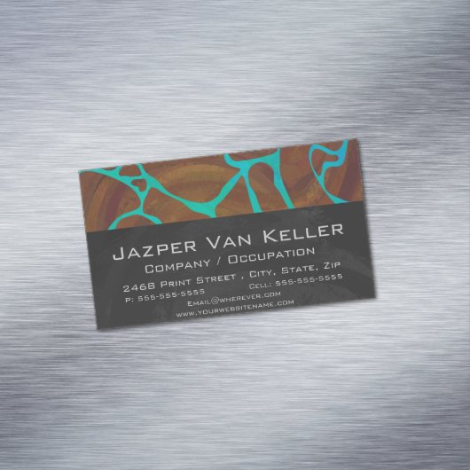 キラフェブラウンとティール(緑がかった色)プリント マグネット名刺 (インサイチュ)