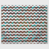 キラフェブラウンとティール(緑がかった色)プリント ラッピングペーパー (フラット)