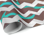 キラフェブラウンとティール(緑がかった色)プリント ラッピングペーパー (ロールコーナー)