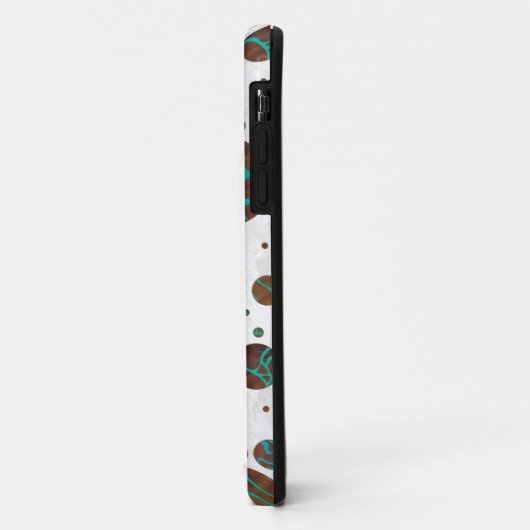 キラフェブラウンとティール(緑がかった色)プリント Case-Mate iPhoneケース (裏面/左)