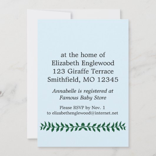 キラフェベビーシャワー招待状 招待状 (裏面)