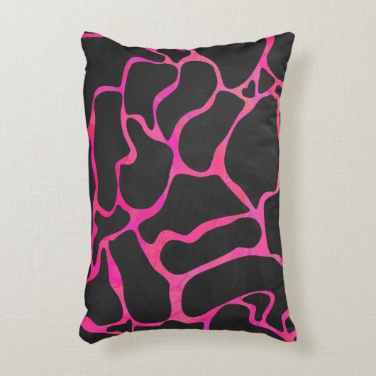 キラフェホットピンクアンドブラックプリント アクセントクッション (正面(垂直))