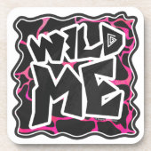 キラフェホットピンクアンドブラックプリント コースター (正面)