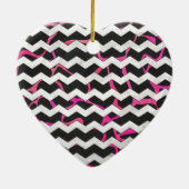 キラフェホットピンクアンドブラックプリント セラミックオーナメント (裏面)