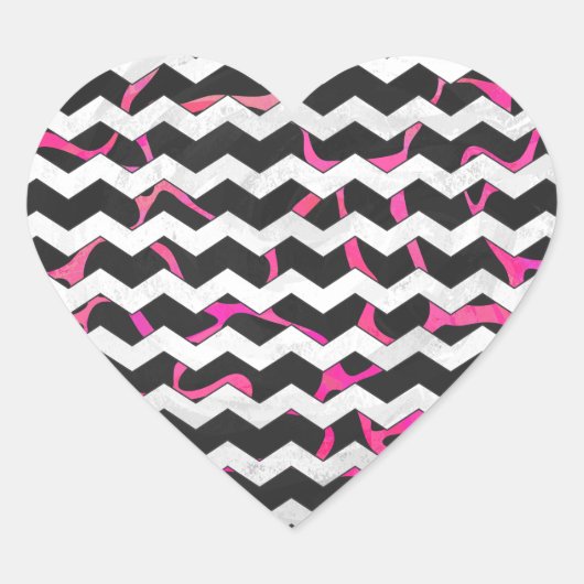 キラフェホットピンクアンドブラックプリント ハートシール (正面)