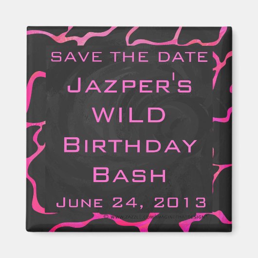 キラフェホットピンクアンドブラックプリント マグネット (正面)