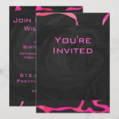 キラフェホットピンクアンドブラックプリント 招待状 (正面/裏面)