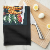 キラフェメリークリスマスツリー照明サンタギラフ キッチンタオル (四つ折り)