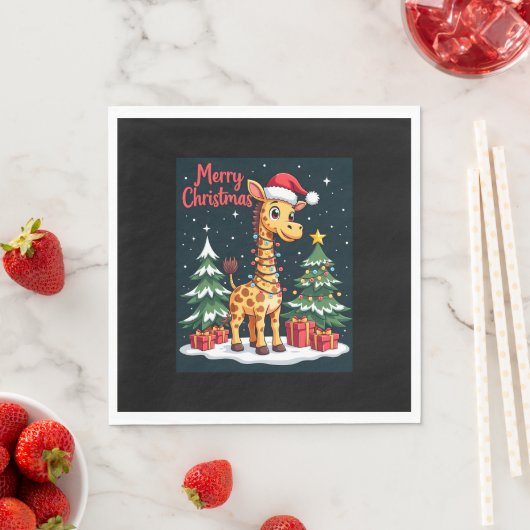 キラフェメリークリスマスツリー照明サンタギラフ スタンダードランチョンナプキン (インサイチュ)