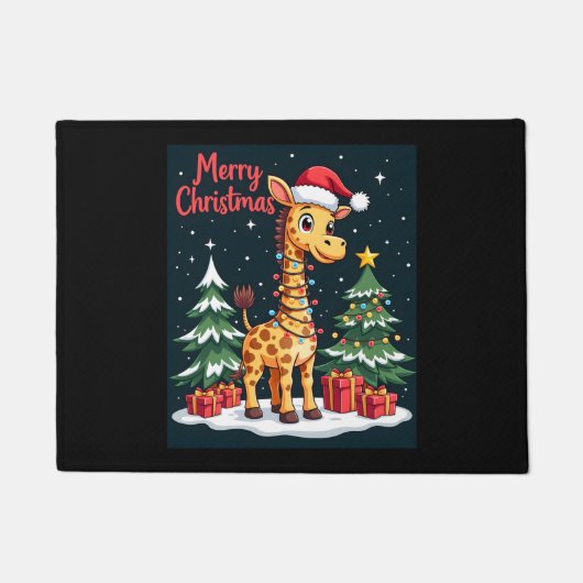 キラフェメリークリスマスツリー照明サンタギラフ ドアマット (正面)