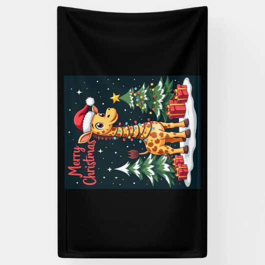 キラフェメリークリスマスツリー照明サンタギラフ 横断幕 (縦)