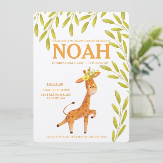 キラフエレガントアニマルズサファリ誕生日招待状 セーブザデート (スタンド正面)