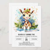 キラフガロアキュートサファリ誕生日 招待状 (正面/裏面)