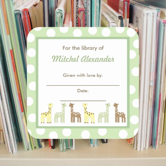 キラフフレンズベビーシャワー蔵書票本プレート スクエアシール