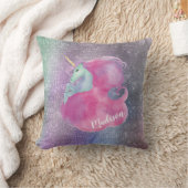 キラライトピンクのユニコーン クッション (ブランケット)