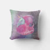 キラライトピンクのユニコーン クッション (正面)
