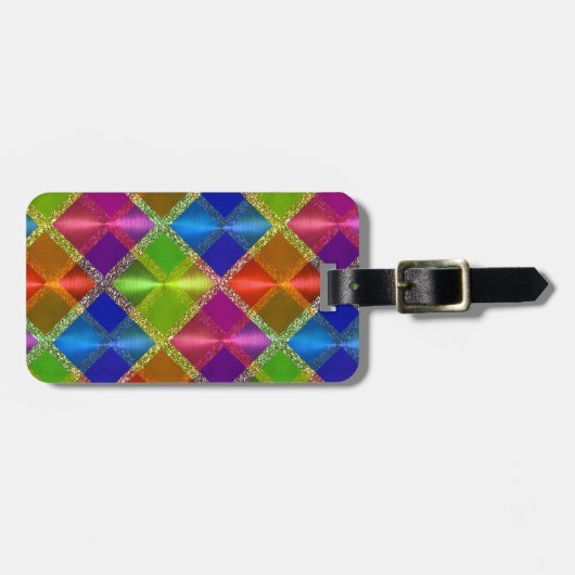 キラリカラフルティ格子状デザイン ラゲッジタグ (正面横)