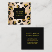 キラリガーリーティフェイク金ゴールドヒョウ印刷ラグジュアリー スクエア名刺 (正面/裏面)