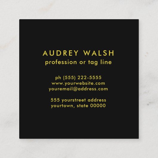 キラリガーリーティ金ゴールドホワイトレオパード印刷ラグジュアリー スクエア名刺 (裏面)