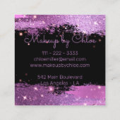 キラリスタイリッシュティなマゼンタとブラックのメイクアップアーティスト スクエア名刺 (裏面)