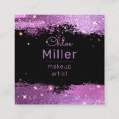 キラリスタイリッシュティなマゼンタとブラックのメイクアップアーティスト スクエア名刺 (正面)