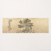 キラリパーソナライズされたティ金ゴールドダマスク仏蓮 ヨガマット (裏面(横))