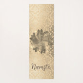 キラリパーソナライズされたティ金ゴールドダマスク仏蓮 ヨガマット (裏面)