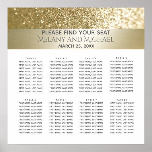 キラリファンシーティエレガントモダン金ゴールドストライプ ポスター (正面)