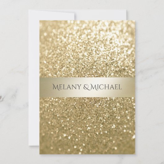 キラリファンシーティエレガントモダン金ゴールドストライプ 招待状 (裏面)