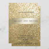 キラリファンシーティエレガントモダン金ゴールドストライプ 招待状 (正面/裏面)