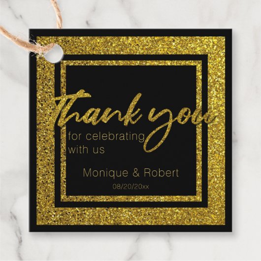 キラリフェイクティ金ゴールドとブラックサンキュー結婚ズ フェイバータグ (正面)