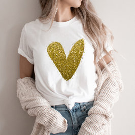 キラリフェイクティ金ゴールドハートシック Tシャツ