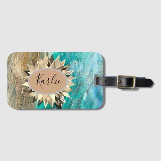 キラリモダンティパーソナライズされた抽象芸術荷物タグ ラゲッジタグ (正面横)