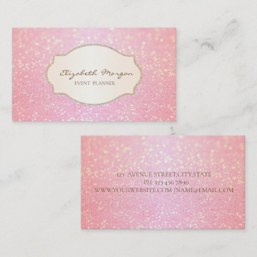 キラリモダンティ《写真》ぼけ味金ゴールドグリッターフレーム 名刺 (正面/裏面)