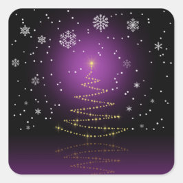キラリモダンーしたクリスマスツリー スクエアシール