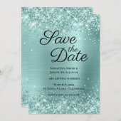 キラリ淡い色のティターコイズグラデーション箔 セーブザデート (正面/裏面)