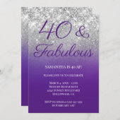 キラリ王室のティパープルシルバー40グラデーションと素晴らしい 招待状 (正面/裏面)