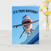 キラーおもしろいシャーク誕生日カード カード (黄色い花)