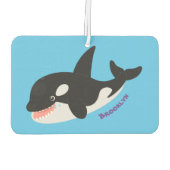 キラーおもしろいホエールオルカかわいい漫画イラストレーション カーエアーフレッシュナー (裏面)