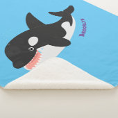 キラーおもしろいホエールオルカかわいい漫画イラストレーション シェルパブランケット (3/4)