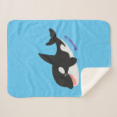 キラーおもしろいホエールオルカかわいい漫画イラストレーション シェルパブランケット (正面(横))