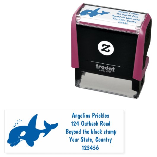 キラーおもしろいホエールオルカかわいい漫画イラストレーション セルフインキングスタンプ (インサイチュ)