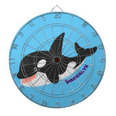 キラーおもしろいホエールオルカかわいい漫画イラストレーション ダーツボード (正面)