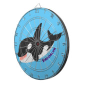 キラーおもしろいホエールオルカかわいい漫画イラストレーション ダーツボード (正面右)