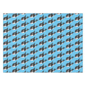 キラーおもしろいホエールオルカかわいい漫画イラストレーション テーブルクロス (正面(横))