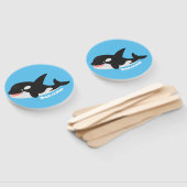 キラーおもしろいホエールオルカかわいい漫画イラストレーション ハンドファン (組立なし)