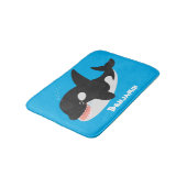 キラーおもしろいホエールオルカかわいい漫画イラストレーション バスマット (アングル)