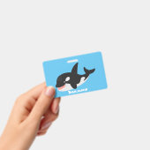 キラーおもしろいホエールオルカかわいい漫画イラストレーション バッジ (手持ち)